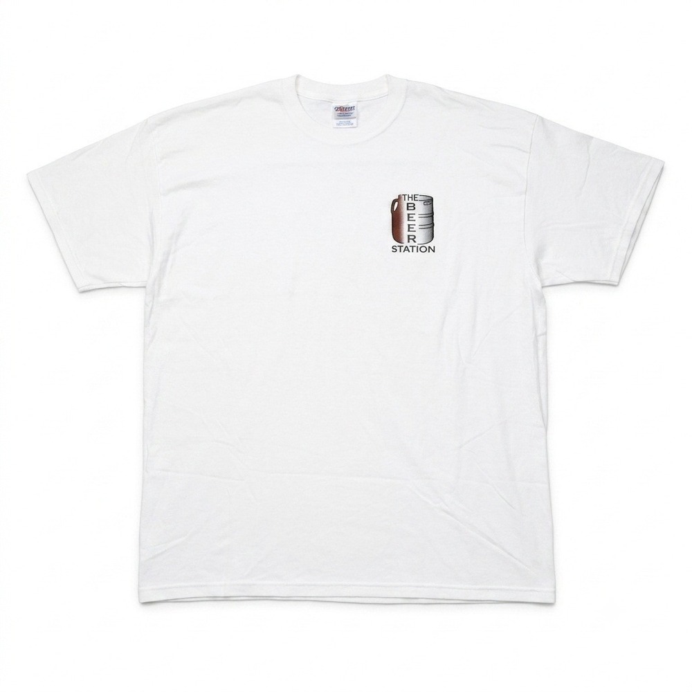The Beer Station T-Shirt Adult 2XL White Funny Bar Graphic Tee Vintage Y2K USA